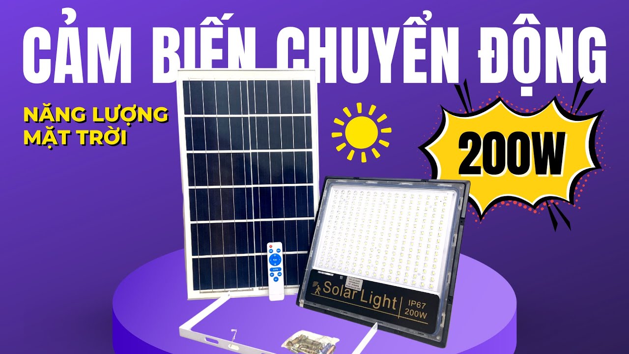 Video đèn năng lượng mặt trời chống trói có cảm biến 150w